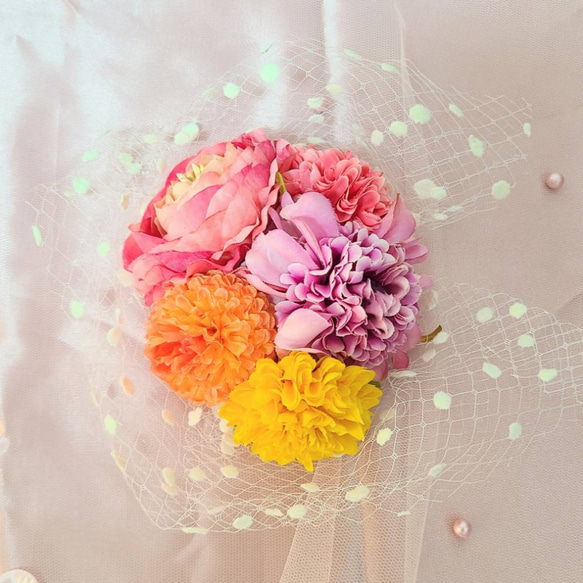 【　髪飾り　七五三　子供　】 キッズ　ヘアアクセサリー　ヘアアクセ　和装　浴衣　ヘッドドレス　カラフル　ピンク　パープル 3枚目の画像