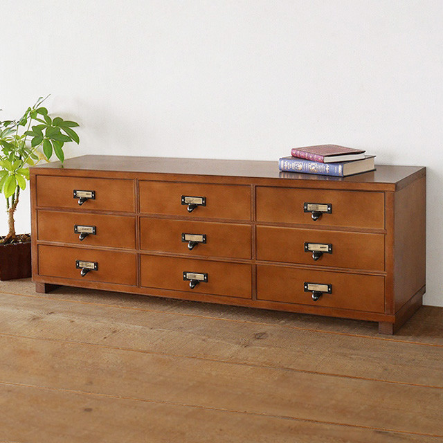 【送料無料】9引き出しチェスト ローボード TV台としても◎ DW-09HDB