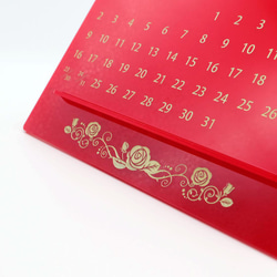 レトロモダン　卓上万年カレンダー　スカーレット（赤） 8枚目の画像