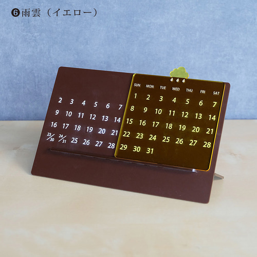 アクリル製 卓上万年カレンダー ブラウン カレンダー WORKSHOP +SOLO