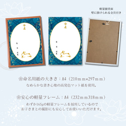 ＼令和5年生まれのお子様に最適／干支（卯）A4 和風命名用紙2枚 瑠璃色の舞 軽量額付き 男の子 新生児 お七夜 命名書 5枚目の画像