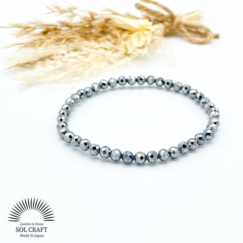 高純度『テラヘルツ』の32面カット4mm玉シンプルブレスレット 公的