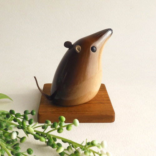 トガリネズミ (☆台付き) shrew / wooden mouse その他置物 工房