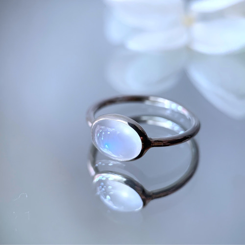 受注製作】ロイヤルブルームーンストーン 真鍮リング（silver変更可