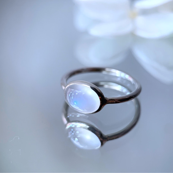【受注製作】ロイヤルブルームーンストーン 真鍮リング（silver変更可） 10枚目の画像