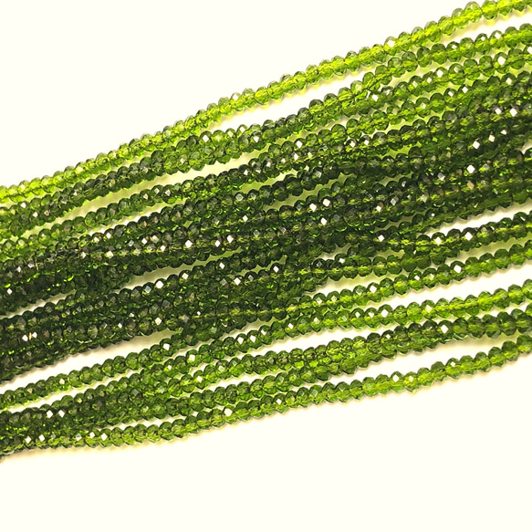 KB007☆お得2連セット☆2x3mm☆カットガラスビーズ☆ボタンカット☆1連約33cm☆グリーン 緑 1枚目の画像