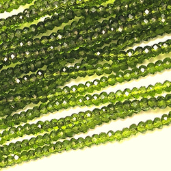 KB007☆お得2連セット☆2x3mm☆カットガラスビーズ☆ボタンカット☆1連約33cm☆グリーン 緑 2枚目の画像