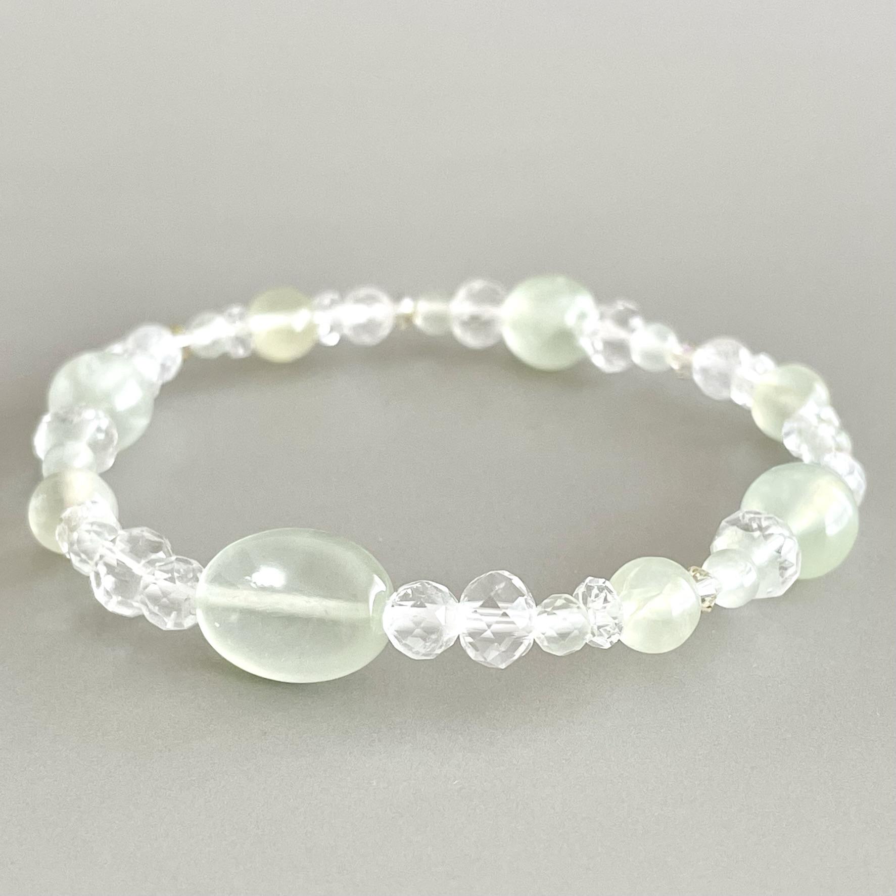 プレナイト+ホワイトトパーズ+クリスタルのブレスレット prh-b