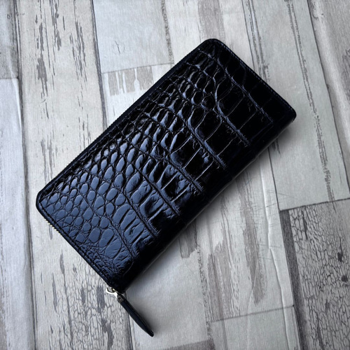 クロコダイル 財布 ブラック ×レッド No103 シャイニングクロコ