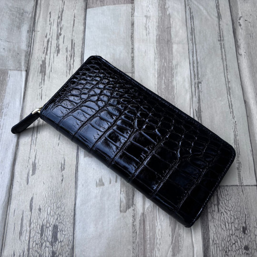クロコダイル 財布 ブラック ×レッド No103 シャイニングクロコ