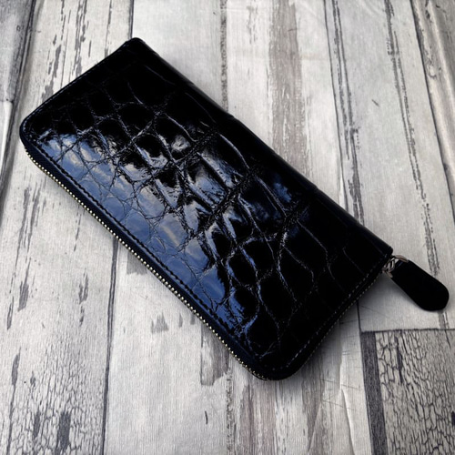 クロコダイル 財布 ブラック ×レッド No105 シャイニングクロコ メンズ