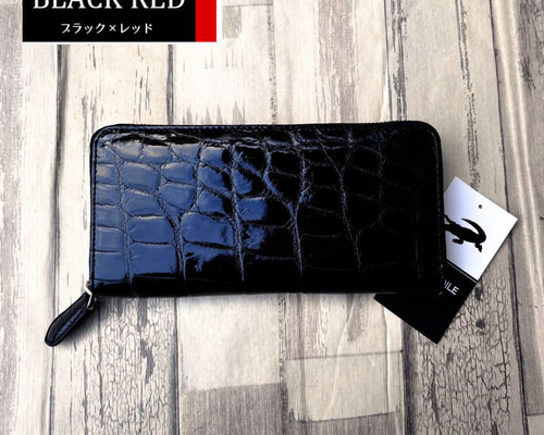 クロコダイル 財布 ブラック ×レッド No105 シャイニングクロコ メンズ