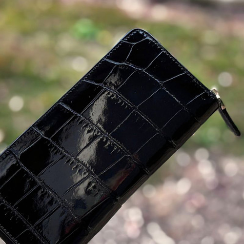 クロコダイル 財布 ブラック ×レッド No105 シャイニングクロコ メンズ