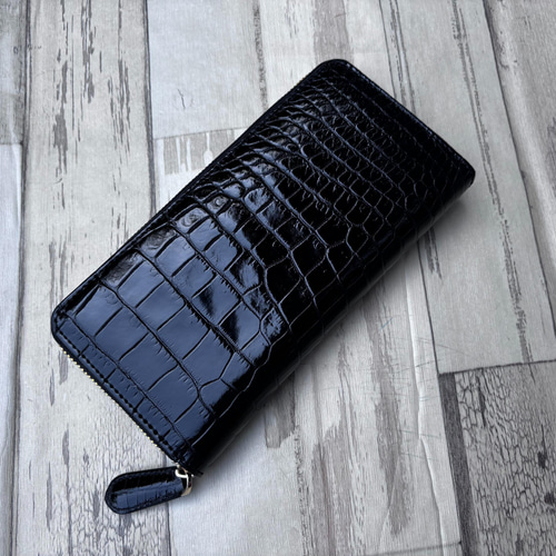 クロコダイル 財布 ブラック ×レッド No101 シャイニングクロコ メンズ