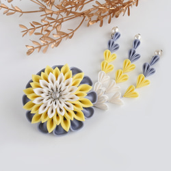 ダリアの花宴✤ヘアクリップピン «朧月夜» つまみ細工 髪飾り 卒業式
