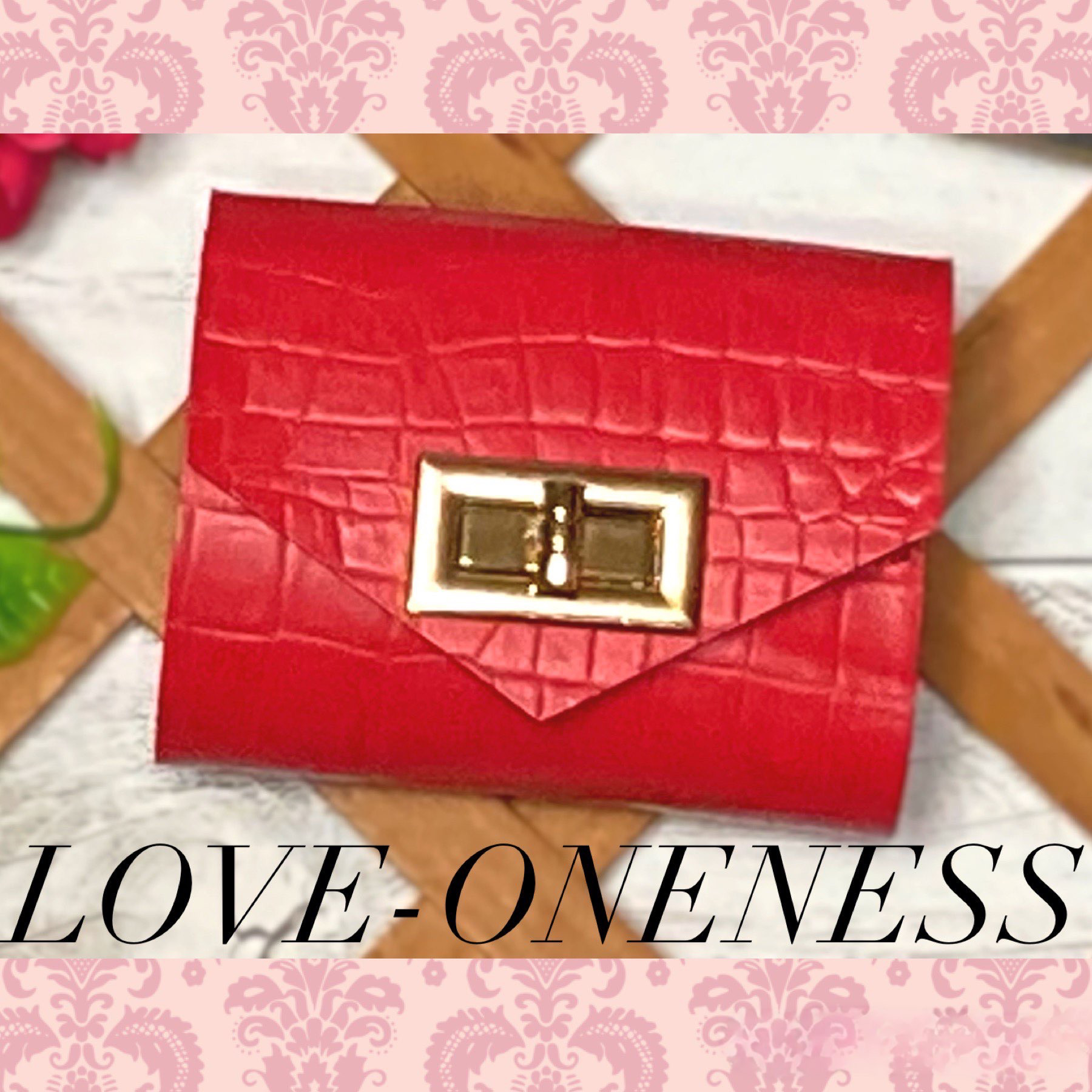 ❤【高級感×可愛い♪】大人オシャレな総本革手紙型コンパクトミニ財布♪大人な赤 クロコダイル柄 買い物が楽しくなる♪