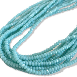 KB016☆お得2連セット☆2x3mm☆カットガラスビーズ☆ボタンカット☆1連約36cm☆ターコイズブルー 1枚目の画像