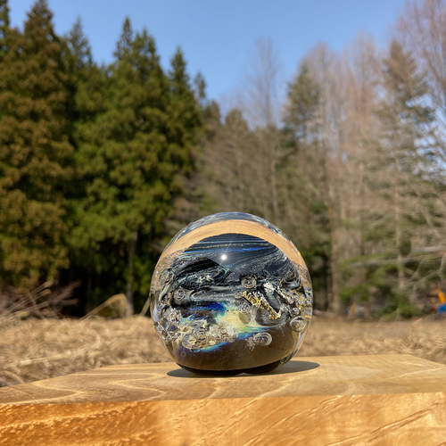 宇宙デザイン ガラスペーパーウェイト 即日出荷OK】glass art N＋（グラスアートエヌプラス） 宇宙玉