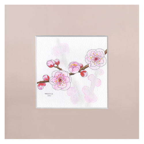 桜の小径」透明水彩画 原画 風景画 額縁付 F6サイズ 絵画 Oni