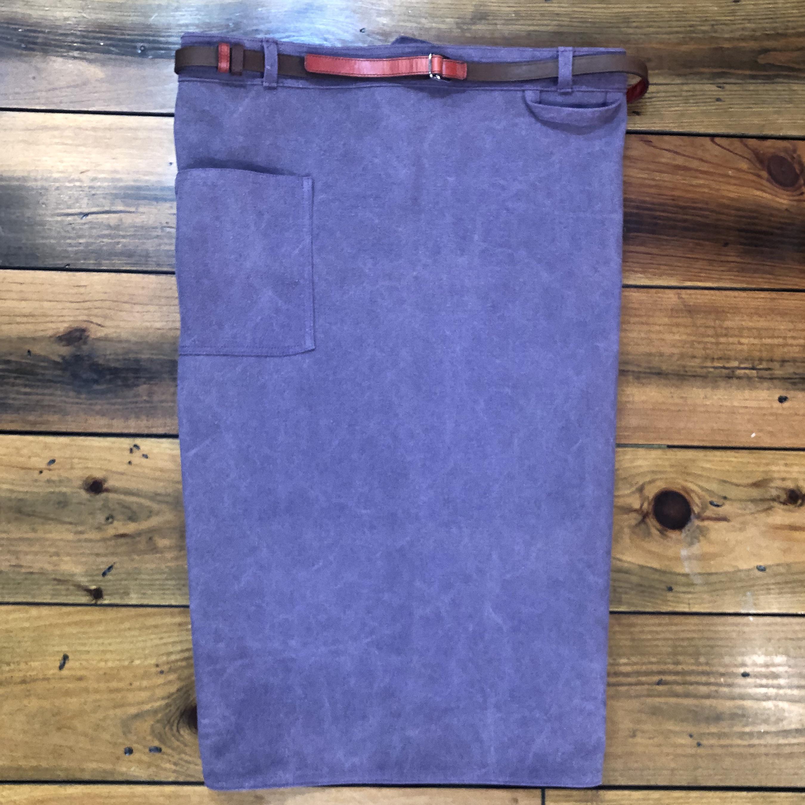 TYPE-3PU　サロンエプロン　８号ビンテージ帆布　レザーストラップ　パープル キャンプ　バーベキュー