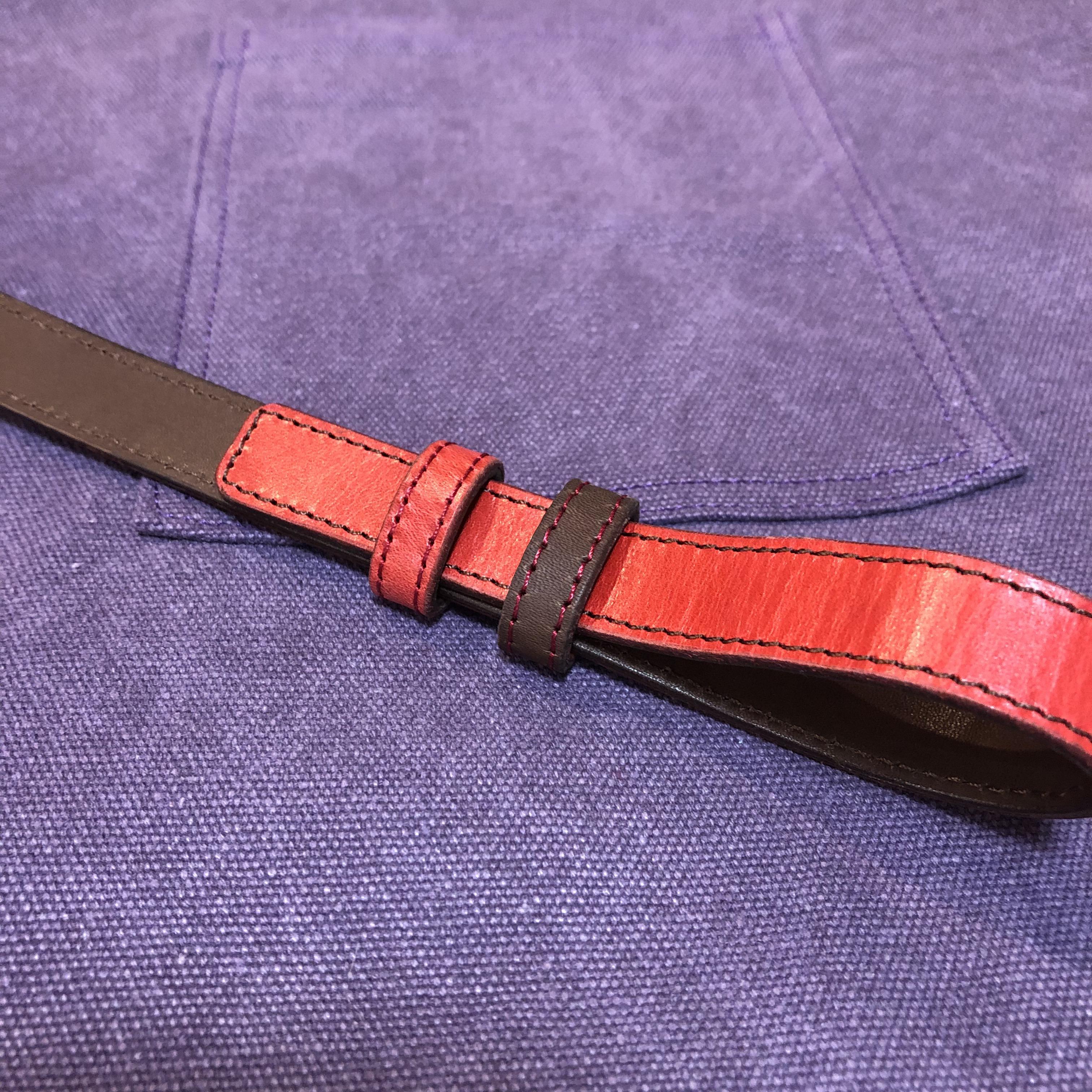 TYPE-3PU　サロンエプロン　８号ビンテージ帆布　レザーストラップ　パープル キャンプ　バーベキュー
