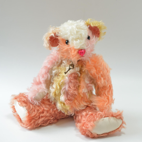 本格的なクラシカル テディベア カラフルパッチワーク ドイツ製モヘア　クリスマスギフト 7枚目の画像