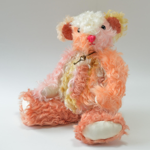 本格的なクラシカル テディベア カラフルパッチワーク ドイツ製モヘア　クリスマスギフト 6枚目の画像
