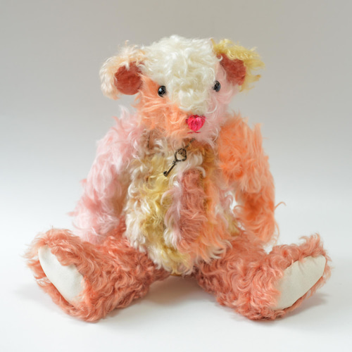 本格的なクラシカル テディベア カラフルパッチワーク ドイツ製モヘア