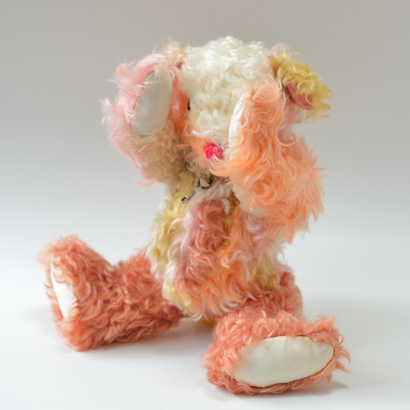 本格的なクラシカル テディベア カラフルパッチワーク ドイツ製モヘア　クリスマスギフト 12枚目の画像