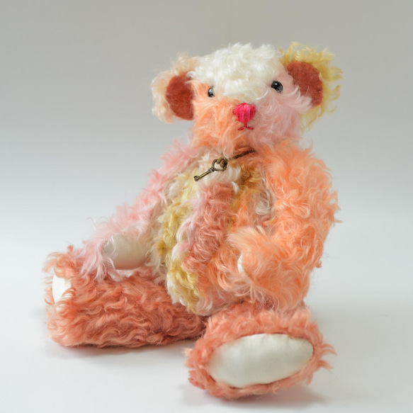 本格的なクラシカル テディベア カラフルパッチワーク ドイツ製モヘア　クリスマスギフト 5枚目の画像