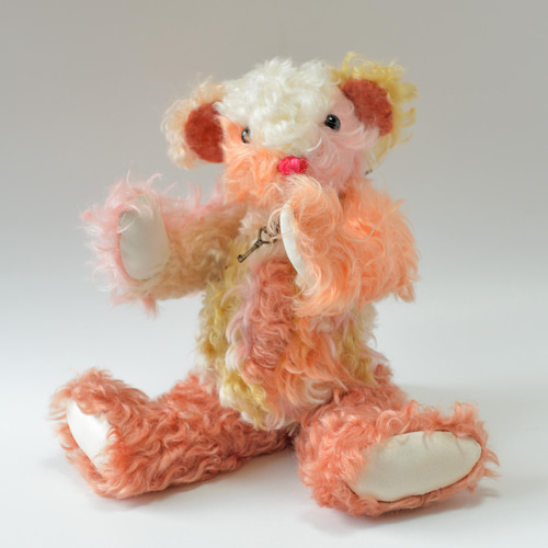 作家様製 モヘアのテディベア 本格的なクラシカル テディベア カラフルパッチワーク ドイツ製モヘア