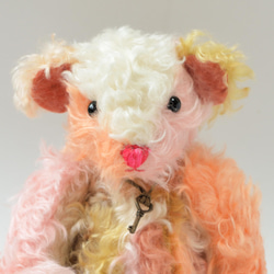 本格的なクラシカル テディベア カラフルパッチワーク ドイツ製モヘア　クリスマスギフト 4枚目の画像