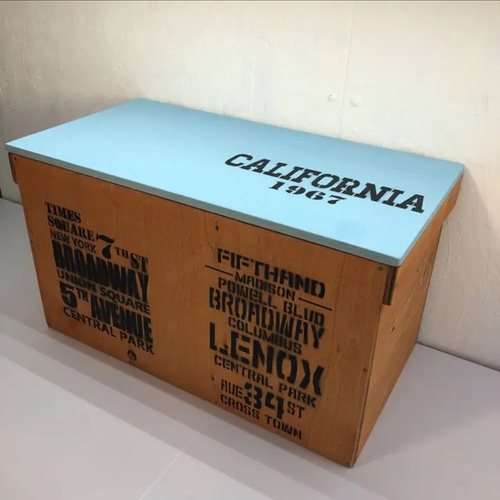 ウッドボックス ウッド 木製 オーク×ライトブルー 2Lペットボトル 収納可能箱