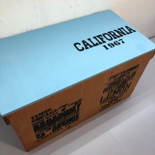 ウッドボックス ウッド 木製 オーク×ライトブルー 2Lペットボトル 収納可能箱