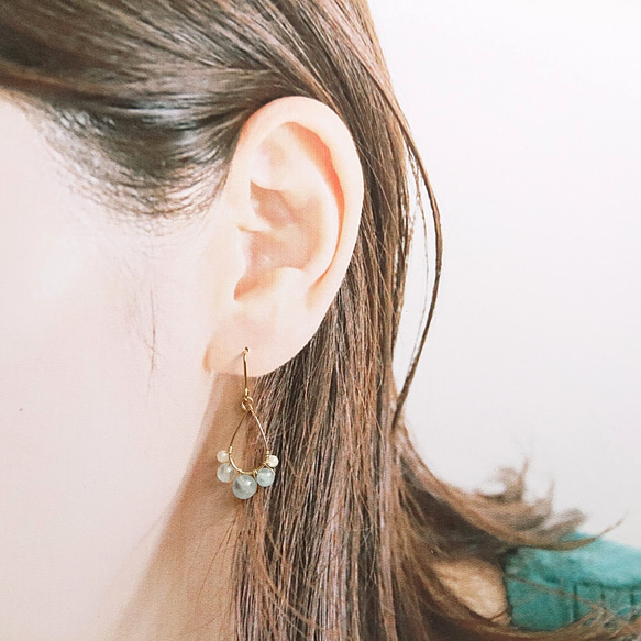 [海藍寶石] 海藍寶石小圈形耳環 第3張的照片