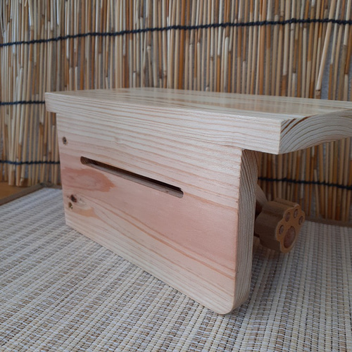 天然杉材ダブルペーパーホルダー付き収納BOX