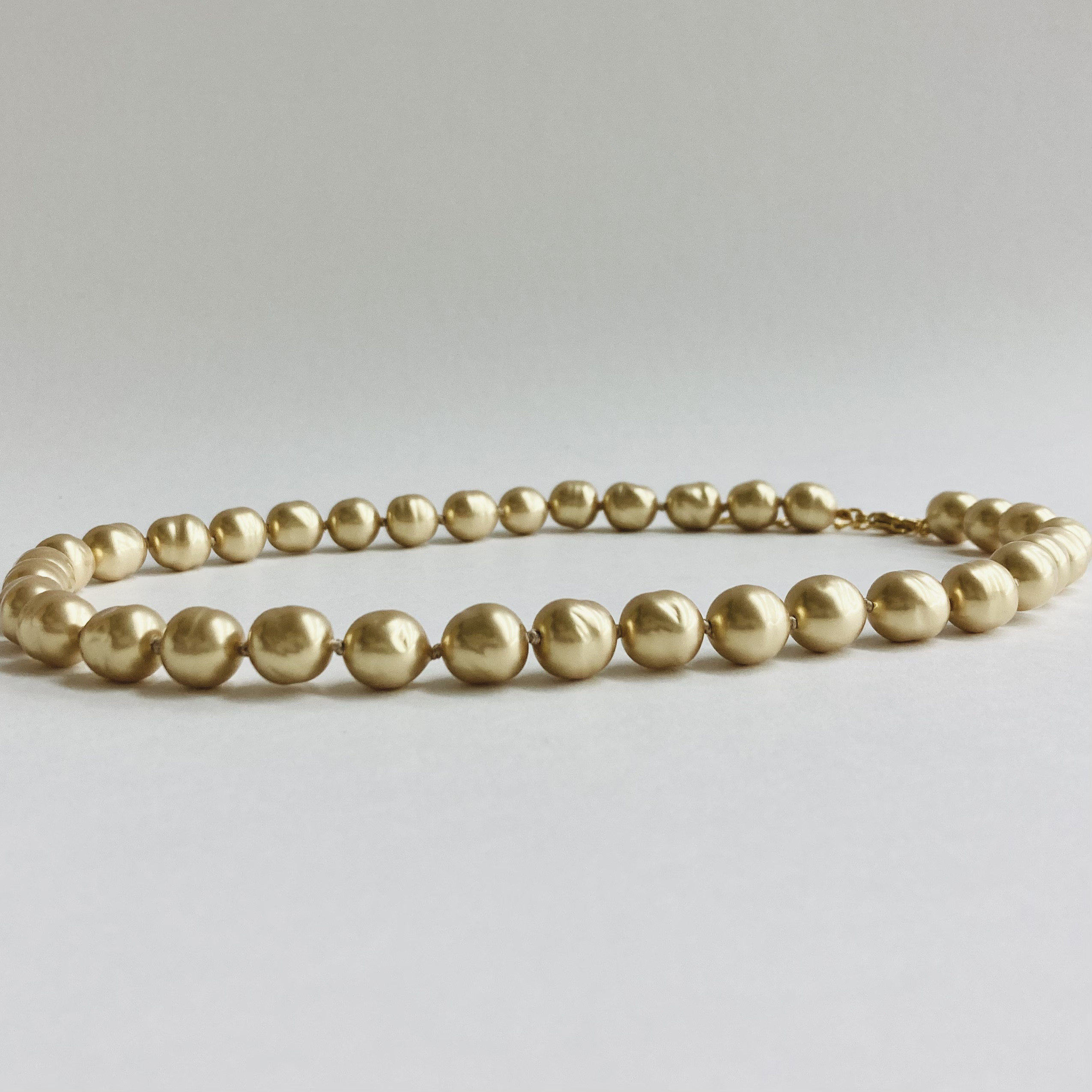 ガラスバロックパールオールノットネックレス/10mm約45cm+5cm/マットゴールド/G/made in japan