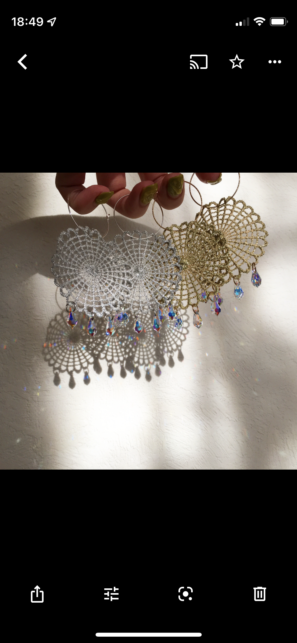 刺繍レーススワロドロップフープピアス✧‧˚