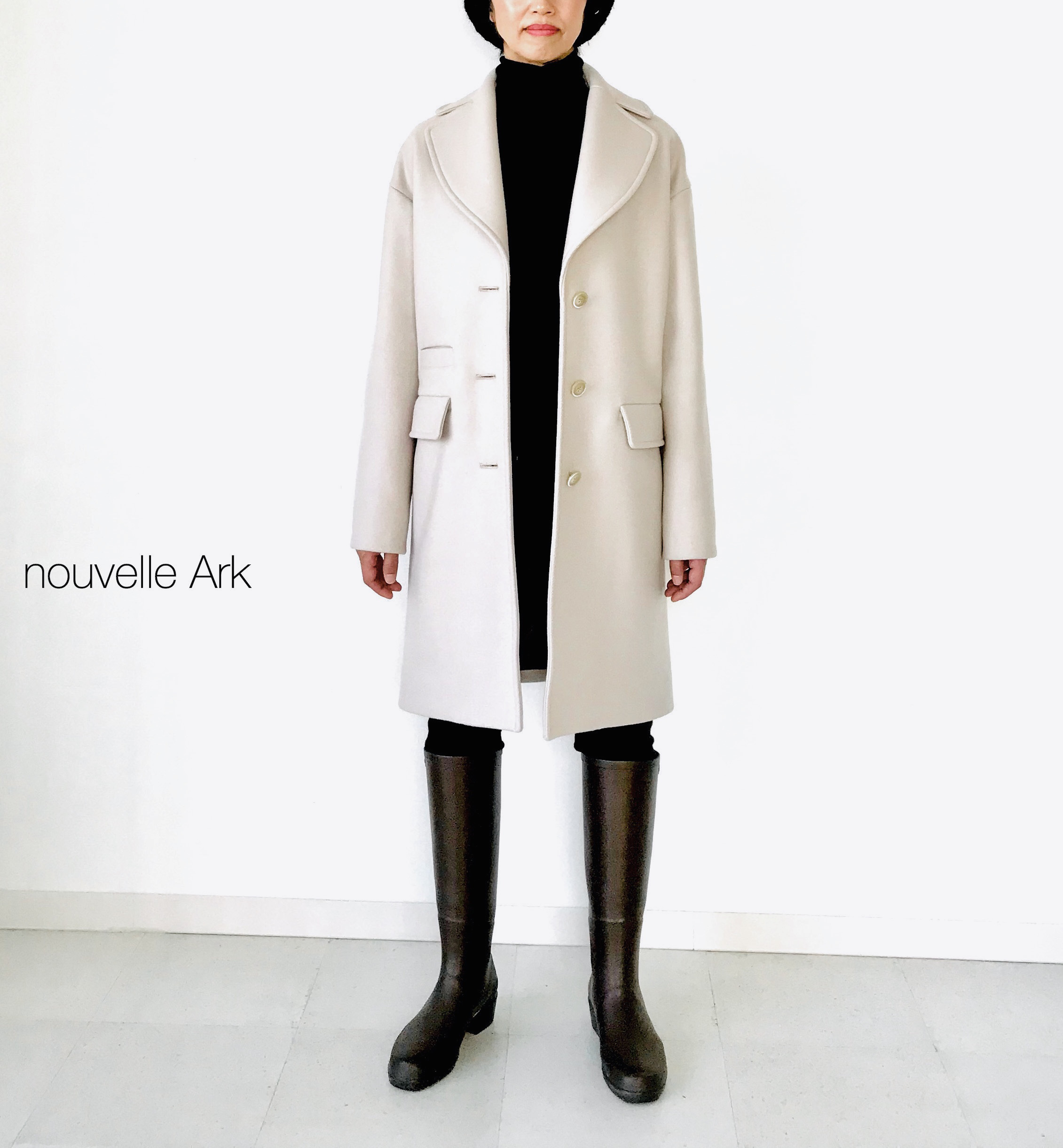 レディス【Ladies】最上質ジロンラムウール使用　ダブルメルトン　ミドル丈チェスターコート