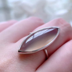 【受注製作】大粒マーキスグレーオニキス  真鍮リング（silver変更可） 9枚目の画像