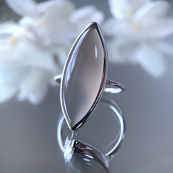 【受注製作】大粒マーキスグレーオニキス  真鍮リング（silver変更可） 8枚目の画像