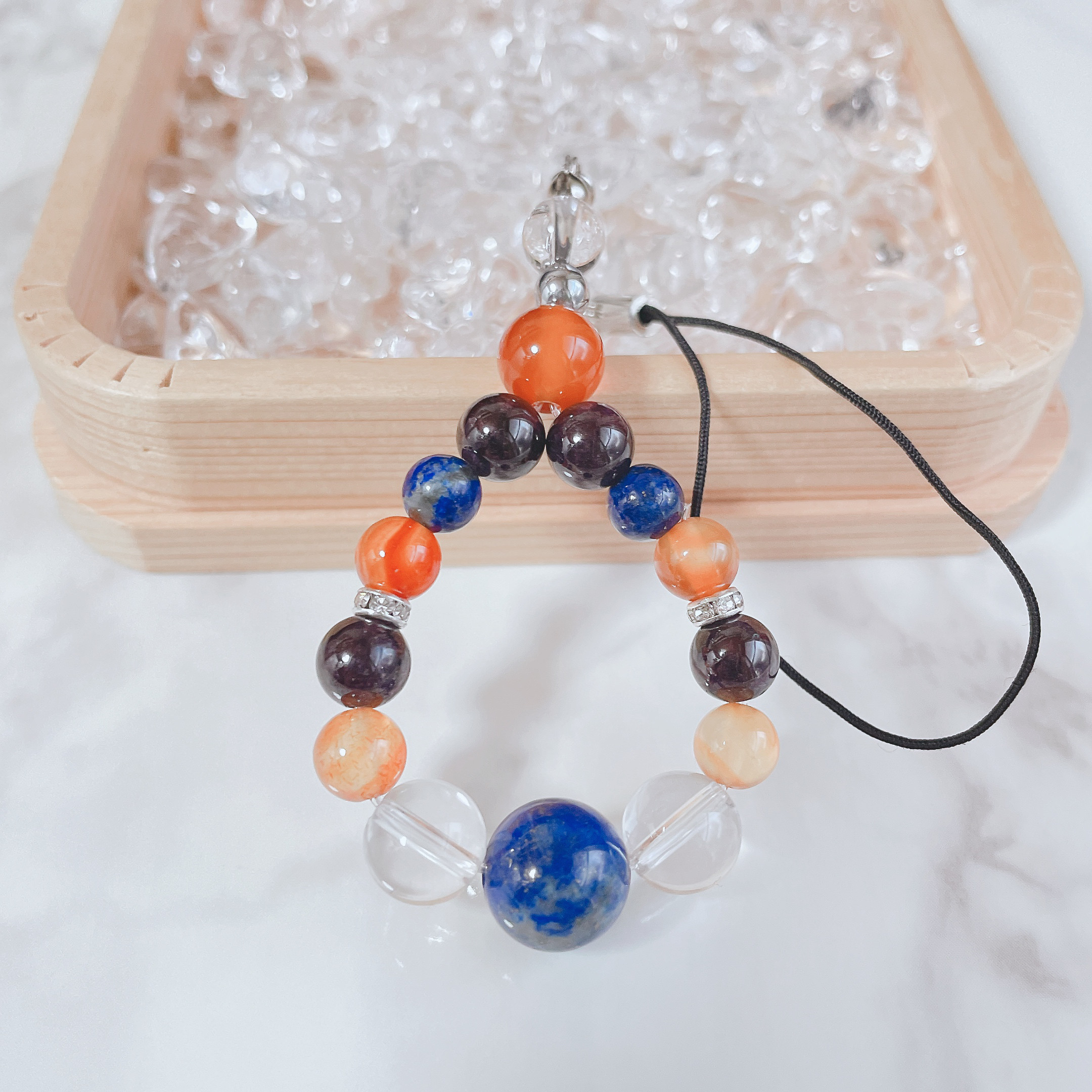 ✦合格祈願！受験・資格に♪やる気◎ 天然石ブレスレット｜ラピスラズリ・カーネリアン・ガーネット・水晶 No.531