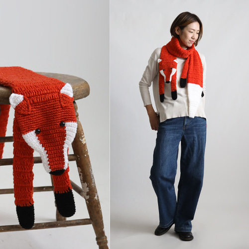 最終SALE 寒がりなキツネ KITSUNE アニマル マフラー ロング巻き