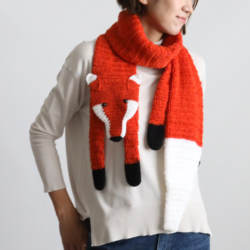 新色 冬支度 寒がりなキツネ KITSUNE アニマル マフラー ロング