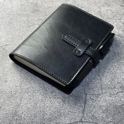 手縫】ほぼ日手帳day-freeオリジナルA6サイズ用黒色本革カバー