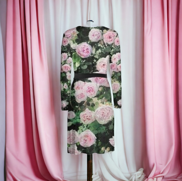 【受注生産】ガーデンに咲くピェ―ル・ドゥ・ロンサール　ラップドレス 4枚目の画像