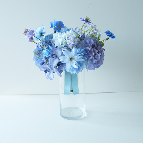 造花ウェディングブーケ 紫陽花×夏の結婚式に 胡蝶蘭 アーティ