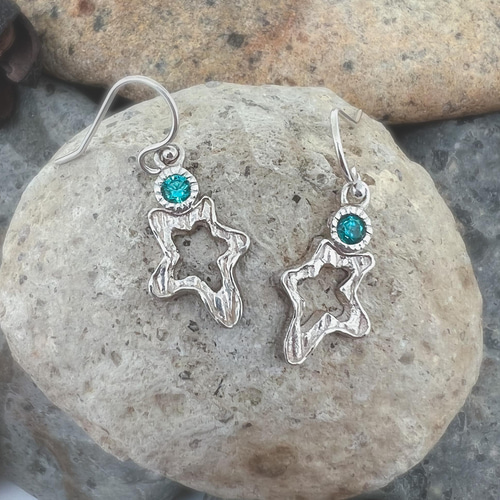 ブルーマンスターリングシルバーピアス ピアス（フック・チェーン