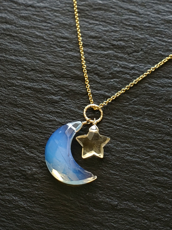 Luna & Stella 〜月と星〜　30%OFF‼︎ オパライトクォーツ＆シトリンのネックレス 4枚目の画像
