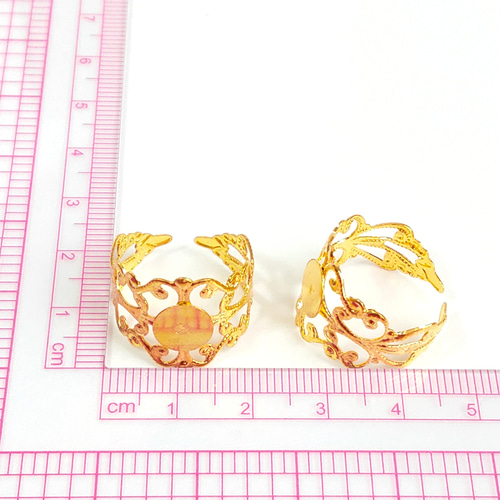 5個】 透かし模様デザイン 指輪リングパーツ ゴールド 金具